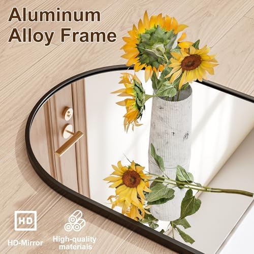 Rowjut Full Length Door Mirror, Wall Mounted Wall Mirrors, 50"X16" Arched Behind Door/Full Length Mirror for Use in Living Rooms, Rooms, Bedrooms, Cloakrooms, etc. (Black) - Image 5
