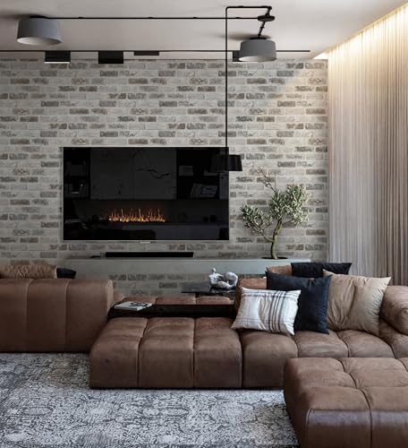 Guvana 17.3"×590" Brick Peel and Stick Wallpaper Grey Brown Wallpaper | 3D Self Adhesive Wall Paper Removable Contact Paper Brick Textured Vintage Wallpaper Decorative Wall Classroom Covering - Image 5