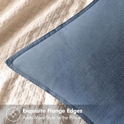MIULEE Decorative Linen Euro Sham Pillow Covers 26x26 Inch Blue Ashes - Image 2