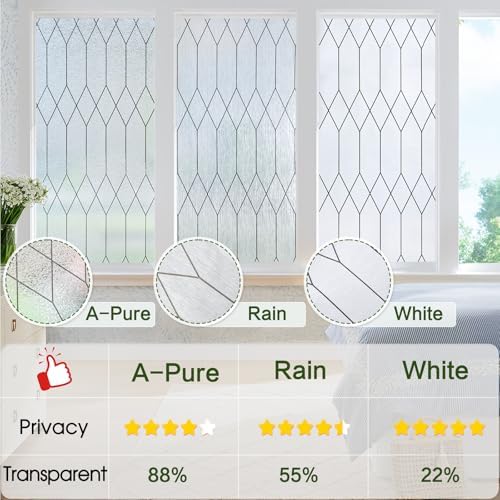 Window Privacy Film, Moroccan Pattern Static Cling, Rain, 35.4" x 118.1" - Image 4