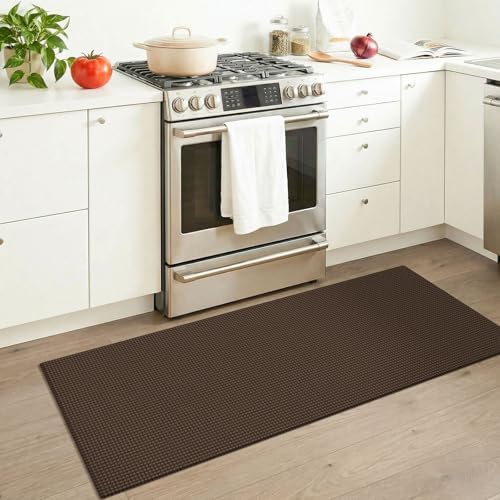KOZYFLY Runners for Hallways 2x5 ft Washable Kitchen Runner Non Slip Rubber Backed Hall Runners Cotton Entryway Runner Rugs Floor Carpet for Indoor Backdoor Bedroom Kitchen, Brown/Dark Brown - Image 2