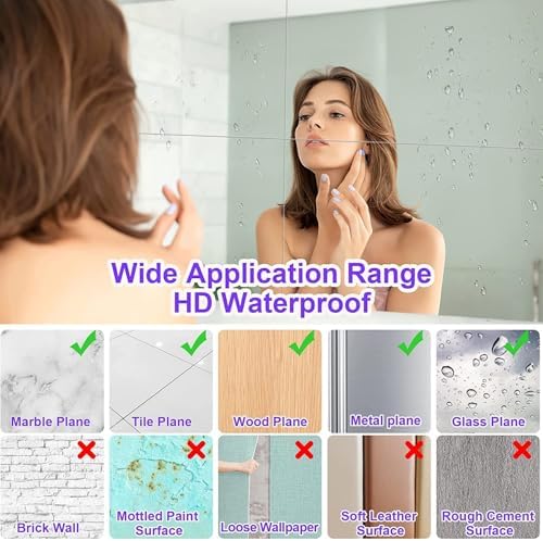 JUNEBRUSHS 4 Pack Self Adhesive Acrylic Mirror, 4X 6 Inch Mirror Tiles - Image 3