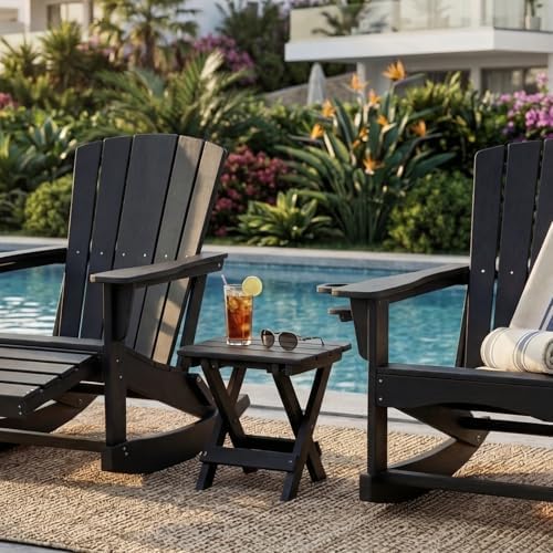 Folding Outdoor Side Table,Small HDPE Patio Table,All-Weather Compact Portable End Table for Patio,Porch,Pool,Black,11.8" D x 15.7" W x 15.7" H - Image 6