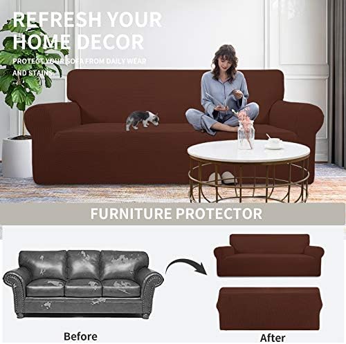 Easy-Going Stretch Loveseat Couch Covers Washable Coffee - Image 4