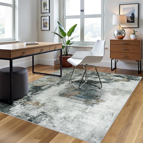 5x7 Area Rugs for Living Room Washable Bedroom Dining Room Black Gold - Image 3