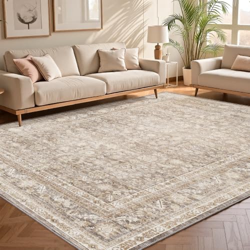 OPPODREAM Vintage Beige Area Rugs 8x10, Washable Rug for Living Room by OPPODREAM