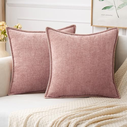 MIULEE Decorative Couch Throw Pillow Covers 16x16 Inch Blush Pink 2 Pack by MIULEE