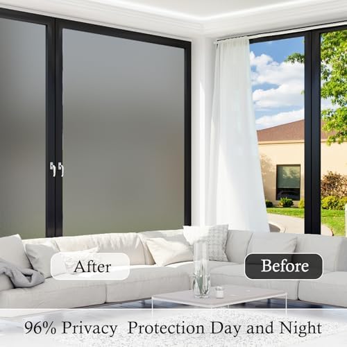 Coavas Frosted Glass Window Privacy Film, Static Cling, Gray 23.6"x157.5" - Image 4