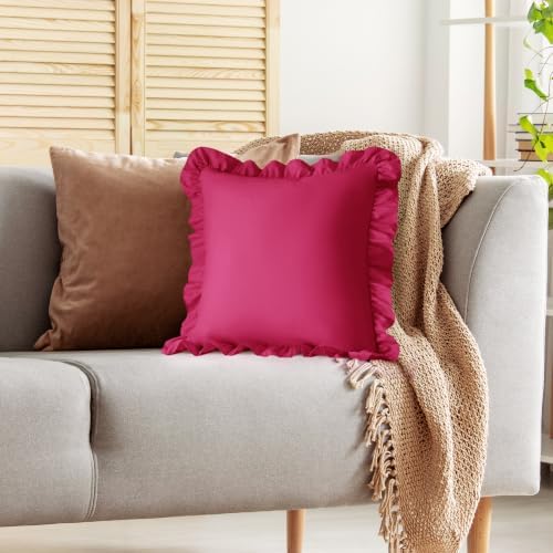 KKJIAF 2 Pack Ruffle Pillow Cases 18x18 Inches, Hot Pink - Image 5