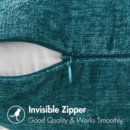 MIULEE Soft Chenille Lumbar Throw Pillow Covers Dark Teal 12x20 Pack of 2 - Image 3