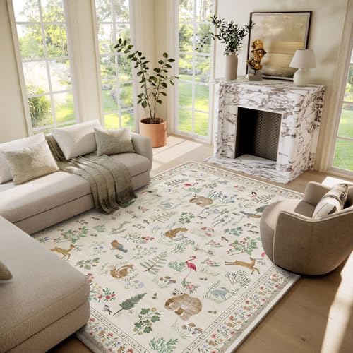 6x9 Area Rugs for Living Room: Washable Bedroom Rug Stain Resistant Non Slip Low Pile Soft Lightweight Soft Carpet Rugs for Kitchen Dining Room Farmhouse Nursery Kids Room Home Office Indoor by palohom