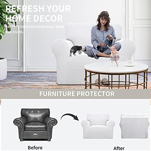 Easy-Going Stretch Oversized Chair Slipcover with Arm Washable Snow White - Image 4