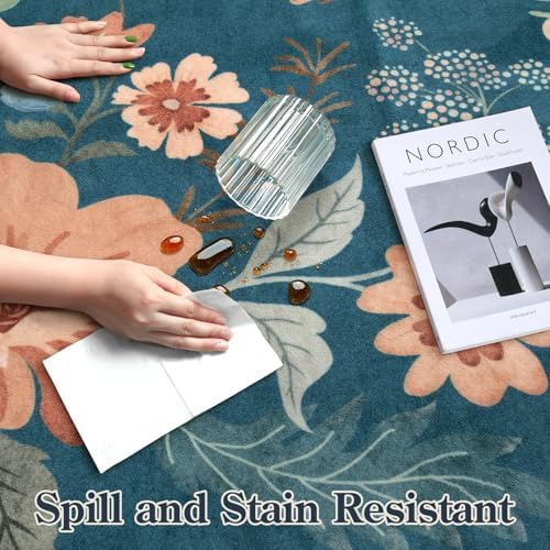 Lahome Floral Washable 6x9 Area Rugs, Soft Bedroom Rugs for Living Room - Image 6