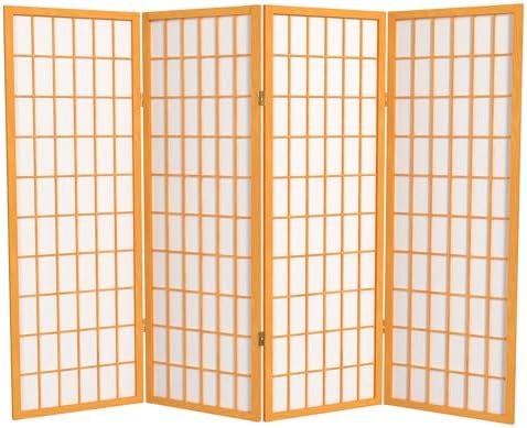 4 ft. Short Window Pane Shoji Screen - Honey - 4 Panels by RedLantern