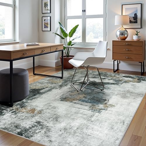 6x9 Area Rugs for Living Room Washable Bedroom Dining Room Black Gold - Image 3