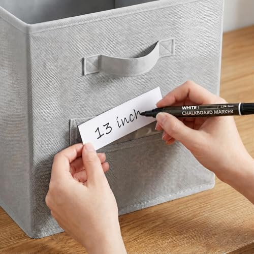 Storage Bins,13" Cube Storage Bin with Labels,10pcs,Light Grey - Image 4