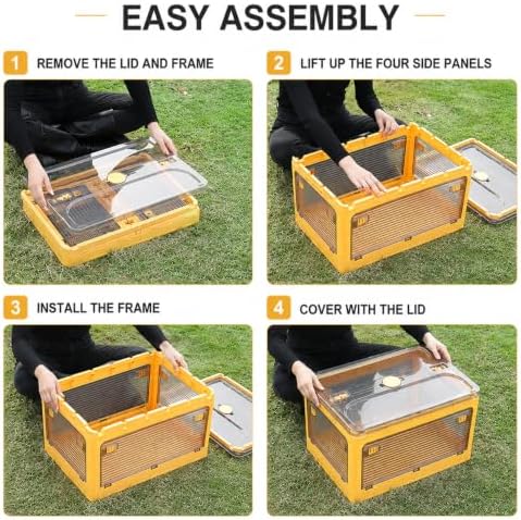 3-Pack 83L Stackable Storage Bins with Lids and Wheels, Foldable Storage Boxes Collapsible Organizers for Home Organization, Storage Cabinets for Outdoor Camping, Yellow - Image 4