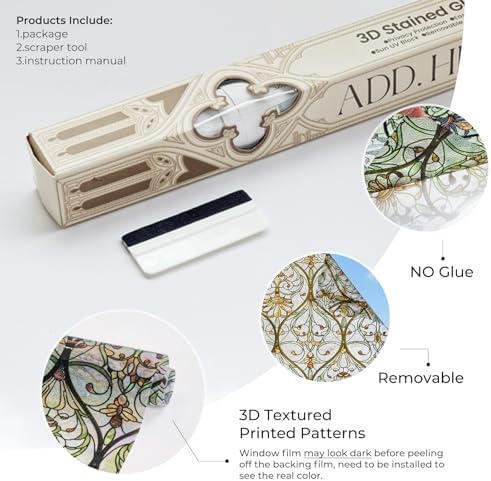 ADD.HERES Window Privacy Film, 3D Stained Glass Window Film, 23.6x35.4in - Image 5