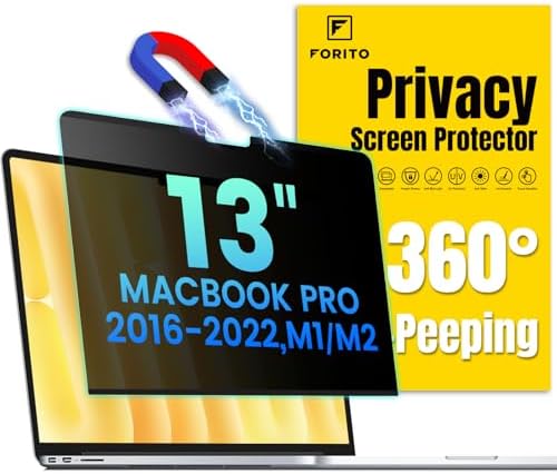 F FORITO Magnetic Privacy Screen Protector Compatible with MacBook Pro 13 inch (2016, 2017, 2018, 2019, 2020, 2021, 2022, M1, M2), Removable 360° Anti Peeping Anti Blue Light Laptop Privacy Shield by FFORITO
