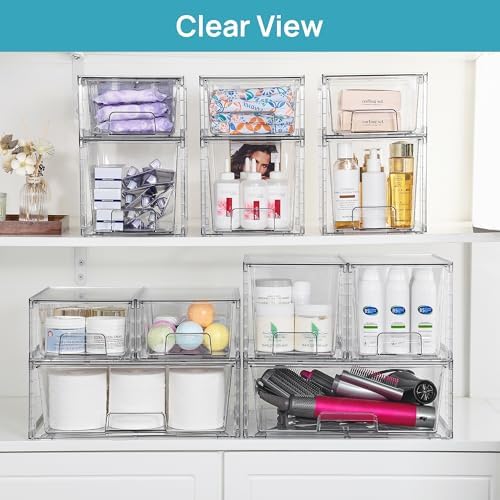 Vtopmart Clear Stackable Storage Drawers, 7 Pack Multi Size Set - Image 2