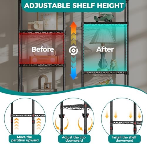 SINGAYE 5 Shelves Storage Shelf Wire Shelving Unit Metal Adjustable Wheels - Image 4