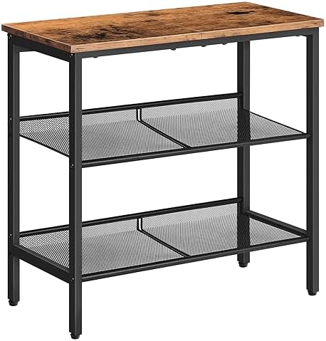 HOOBRO End Table, 3-Tier Narrow Side Table, Nightstand with 2 Flat or Slant Adjustable Shelves for Small Spaces, Hallway, Living Room, Bedroom, Sturdy, Easy Assembly, Rustic Brown and Black BF23BZ01G1 by HOOBRO