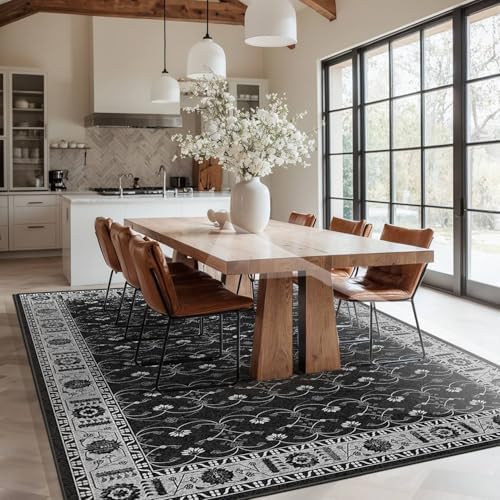Rugxara Black Rug Area Rugs 5x7, Washable Rugs for Living Room - Image 5