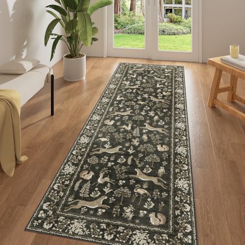 DUKINO 2.6x8 Rug for Hallway, Washable Kitchen Rug Non Slip, Charcoal Black - Image 3
