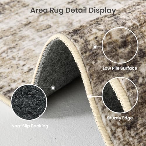 Valenrug 3x5 Rug Non Slip, Abstract Washable Entryway Rug for Bedroom Taupe - Image 5