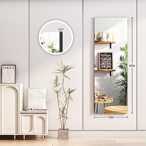 Hasipu Door Mirror Full Length, 47"x 15.8" Full Body Over The Door Hanging Wall Mounted Mirror for Bedroom, Living Room, Cloakroom, Square Black - Image 5