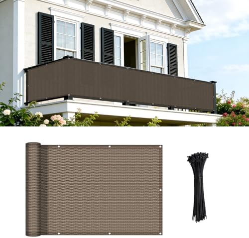 COOLBOYS Customized 2.5'x10' Brown Balcony Privacy Screen Fence Cover by Havecooltimewithyourboys