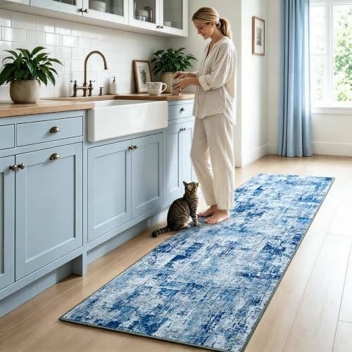 Toneed Washable 2x6 Non-Slip Abstract Runner Rug for Hallway Kitchen by Toneed