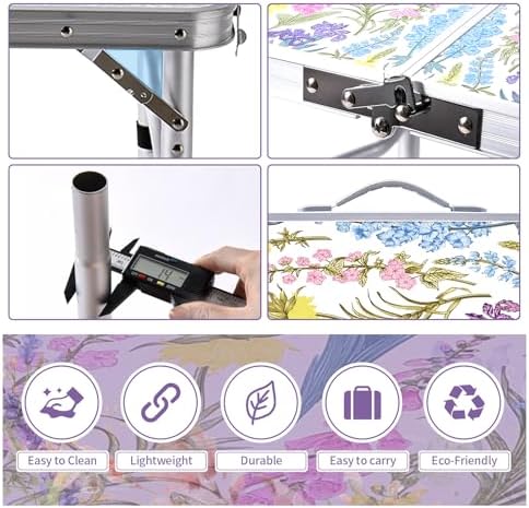 Yriuat Folding Camping Table 3ft Portable Picnic Table, Blooming Floral - Image 5