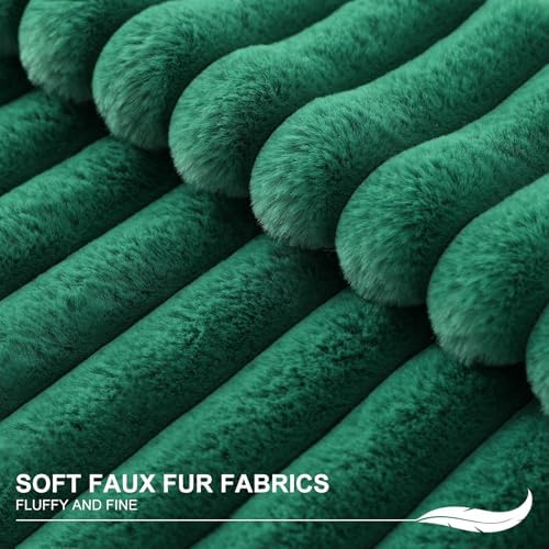 Pallene Faux Fur Throw Pillow Covers 12x20 Set of 2, Christmas Green - Image 2