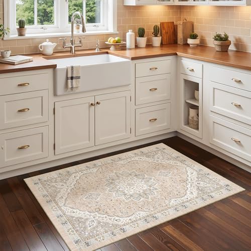 Madane Washable Area Rug 2x3 Small Entryway Rugs Non-Slip, Pink/Gray - Image 2