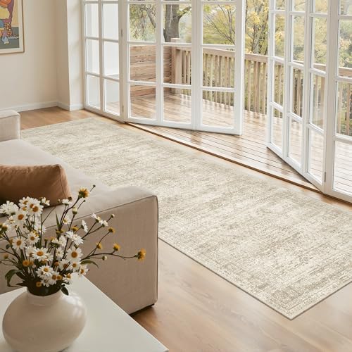 Soalmost Washable Kitchen Runner Rug 3x8 Hallway Entry Rugs Non-Slip, Beige - Image 3