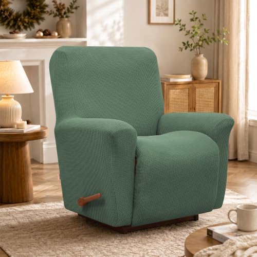 KEKUOU Recliner Chair Covers, 1-Piece Lazy Boy Recliner Cover,Greyish Green - Image 6