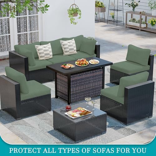 12 Piece Outdoor Cushion Covers, Patio Sofa Cushion Covers, Stretch Fit - Image 5