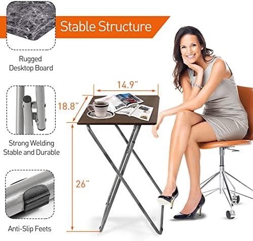 Garden 4 you Portable Folding TV Tray/TV Trays Foldable Dinner Snack Trays Table, Portable Foldable Table Small Sofa Bedside Tables with Light Weight, 15 x 18.9 x 26 in(Black Marble,1PC) - Image 3
