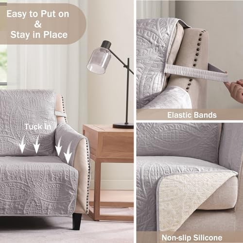 Quilted Grand Sofa Covers Washable, Couch Cover for Grand Sofa, Soft Cozy Couch Protector for 4 Cushion Couch, Oversized Grand Sofa Slipcovers Water-Repellent (Grand Sofa 88", Cloud Purple) - Image 4