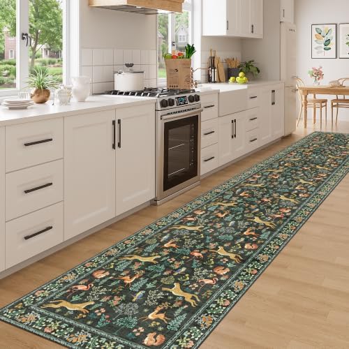 DUKINO 3x16 Hallway Runner Rug, Washable Animal Rug for Kitchen, Black - Image 3