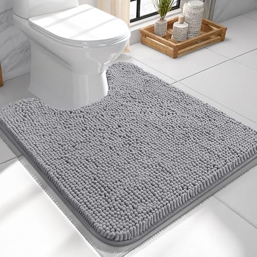 OLANLY Toilet Rugs U-Shaped 24x24, Soft Absorbent Chenille Contour Rugs by OLANLY