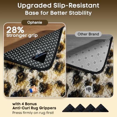Ophanie Leopard Rugs for Bedroom Living Room, Cheetah Print Rug Fluffy Shag Large Fuzzy Plush Soft Throw,Large Shaggy Floor Faux Animal Throw 4x6 Carpets,Decor Aesthetic with Over 99 pcs Pile fibers - Image 4