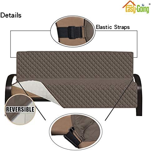 Easy-Going Reversible Couch Cover, Large Futon Sofa, Taupe/Ivory - Image 3