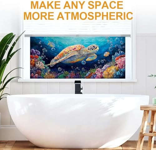 Cmialusie Sea Turtle Window Film 17.3 x 39.3 Inch Cling - Image 2