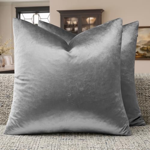 GIGIZAZA Dark Grey Velvet Throw Pillow Covers 22x22 Pack of 2 by GIGIZAZAFocusingonhomedecoration