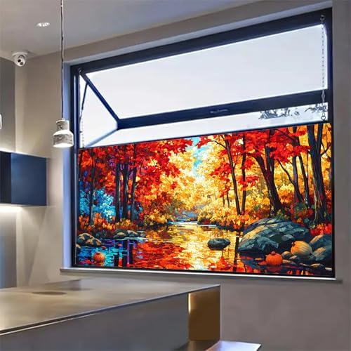 HOMETITUTE Autumn Forest Scenic Privacy Window Film 39.3x17.7 Inch PVC - Image 7