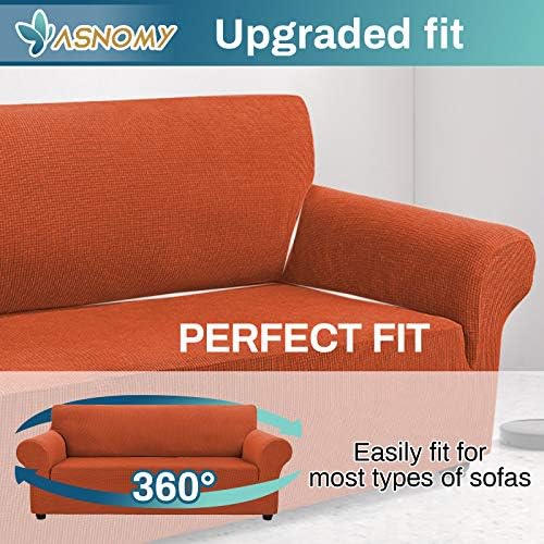 Asnomy Stretch Couch Covers for Sofa Washable, 3 Cushion Couch,Punpkin - Image 4