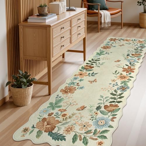 Lahome Floral Washable Runner Rug, 2'6''x8' Soft Hallway Rug Non Slip by Lahome