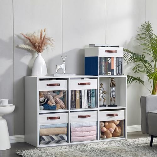 Bagnizer Storage Cubes, 4 Pack Linen Foldable Storage Bins (13 x 13 inch) with Clear Window and Handles, Fabric Organizer for Shelf Closet, Clothes, Books - (Navy Blue and White) - Image 5